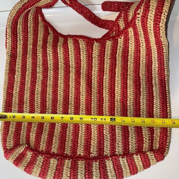 Anthropologie The Love Knot Slouchy Bag: Raffia Buckle Edition | New NWT | Red S - Picture 16 of 16